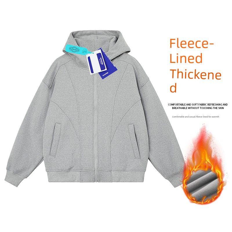 Wassup American-Style Deconstructed Heavyweight Cardigan Sweatshirt for Men, New Loose Casual Couple Hooded Jacket for Autumn and Winter