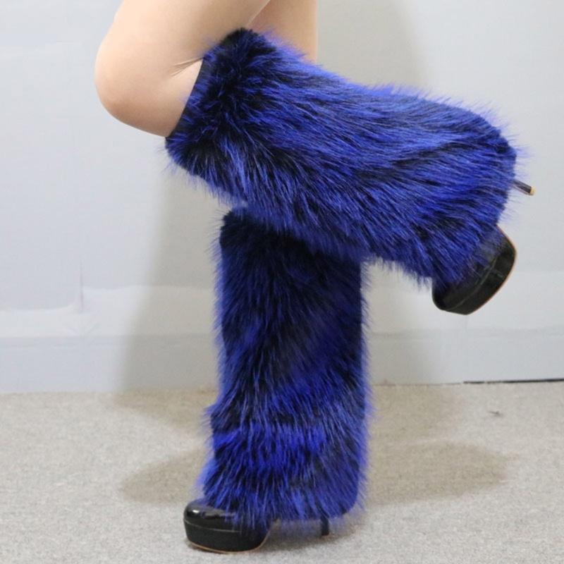 Elegant Soft Furry Leg Warmers Winter Accessory for Women Thermal Warm Fuzzy Plush Boot Cuffs Covers Leg Gaiters Socks
