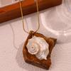 Unique Vintage Natural Conch Shell Pendant Necklace Imitation Pearl Jewelry for Women Girls Streetwear Matching