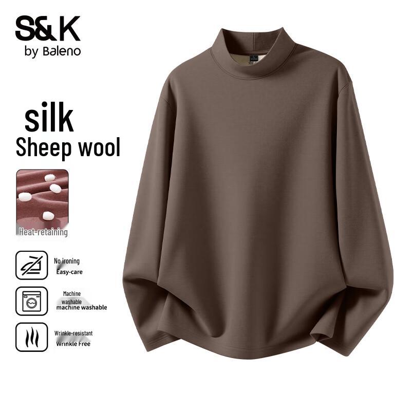 Baleno S&K Men s Fleece-Lined Semi-High Neck T-Shirt XXL