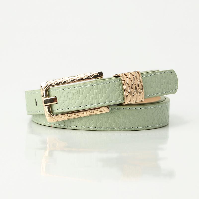 Women's Retro Fashion Thin Leather Belt with Pin Buckle and Pattern Decoration - Versatile Summer Accessory