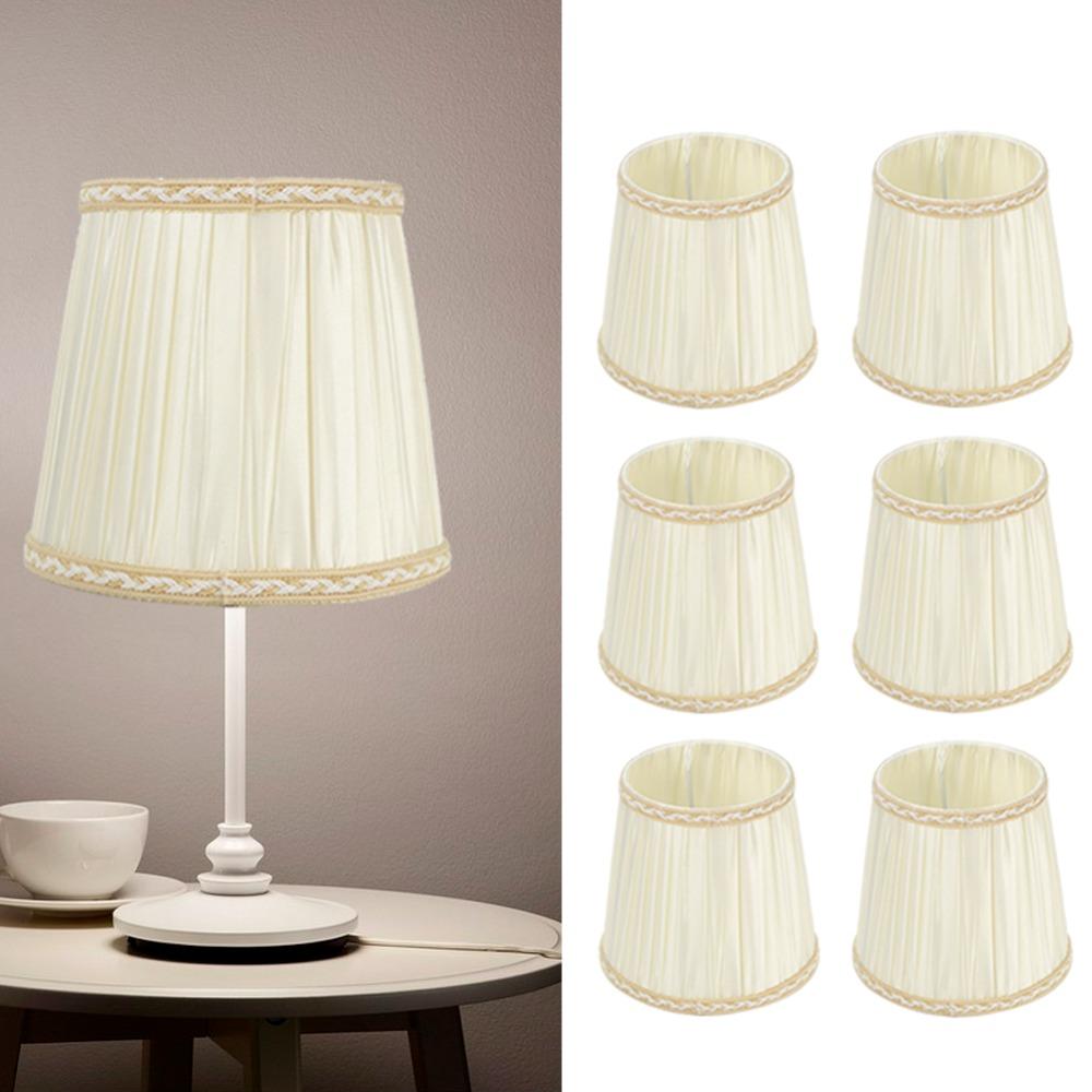 6PCS Beige Color Lamp Cover Cloth Pleated Lamp Shades Stylish Fabric Lampshade  Table Lamps