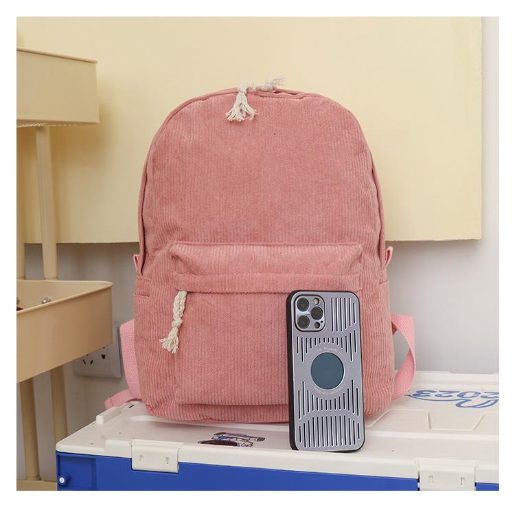 Cross-Border Large Capacity Corduroy Backpack: Versatile, Portable Student Bag for College Style & High School. Lightweight Double-Shoulder Design.