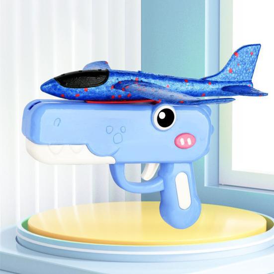 Foam Bombs Dinosaur Airplane Launcher Toy Set Soft Foam Glider Plane with Catapult Mechanism Lightweight Outdoor Flying Toy for Kids Birthday Gifts