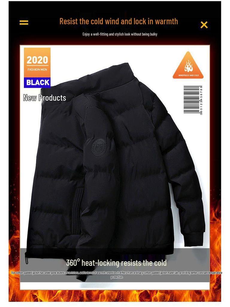 Men's Winter Stand Collar Cotton-Padded Jacket - 2021 Korean Style Trend, Thickened Down Coat.