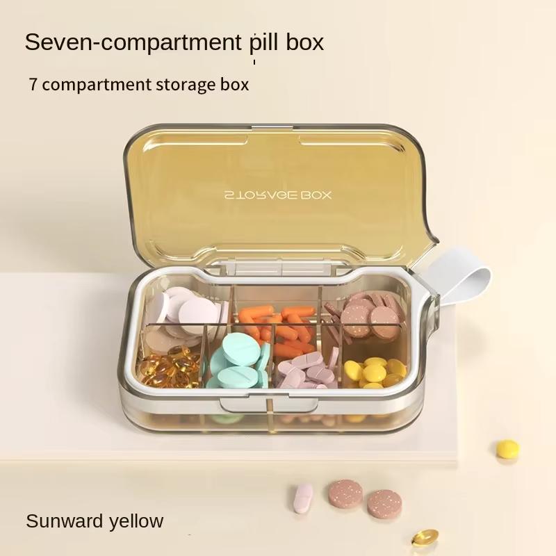Untior Pill Box Portable Dispenser on-The-Go Calcium Tablet Medication Dispenser Seven Days Large Capacity Sealed Pill Cases