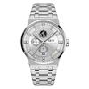 Automatic Mens Watch Dual Sub Dials Globe Dial Power Reserve Indicator Diamond Markers Date Display Stainless Mechanical Watch