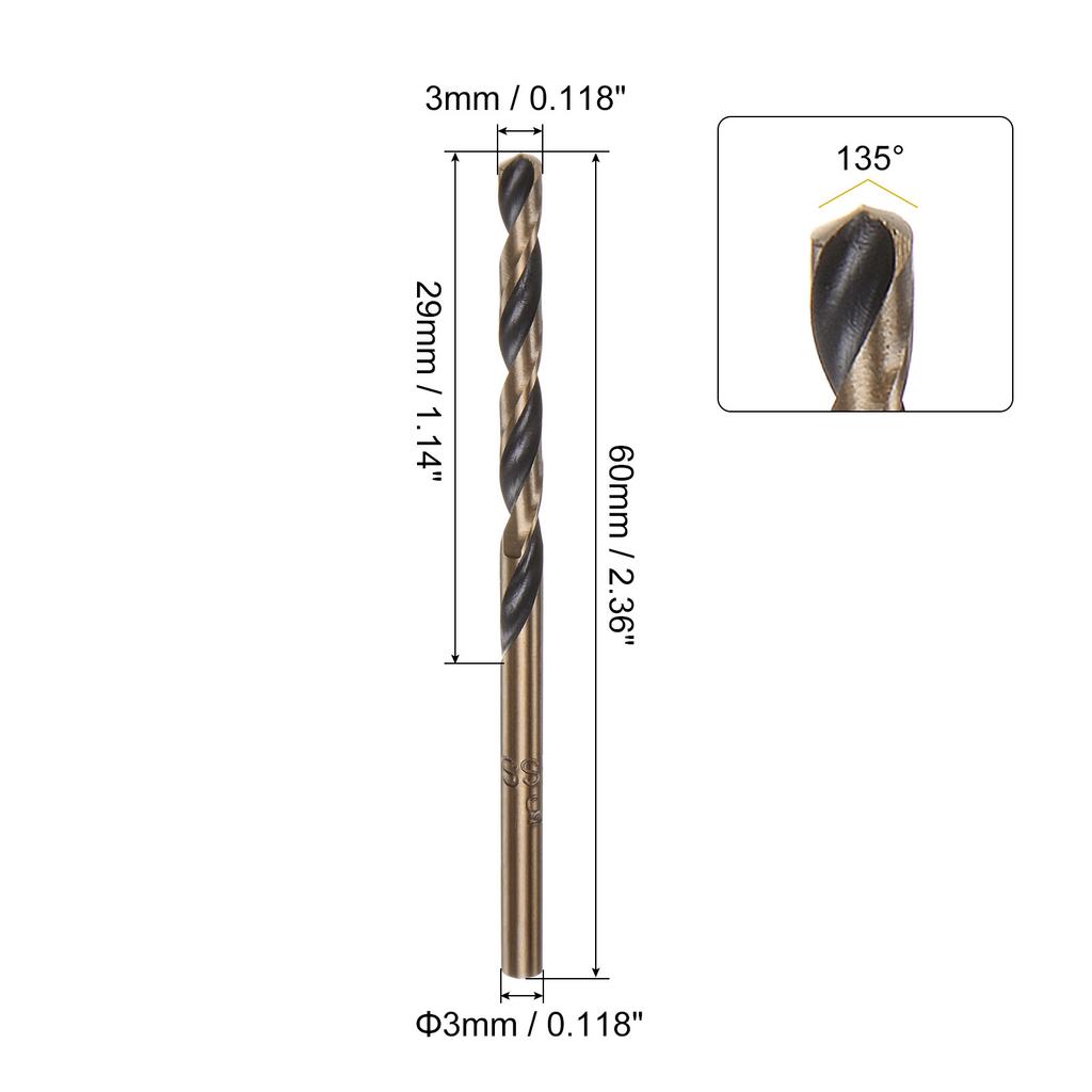 12pcs Jobber Drill Bits 1/2/3/4/5/6/7/8/9mm Titanium Coated HSS Split Point Twist Drill Bits for Stainless Steel Metal Wood
