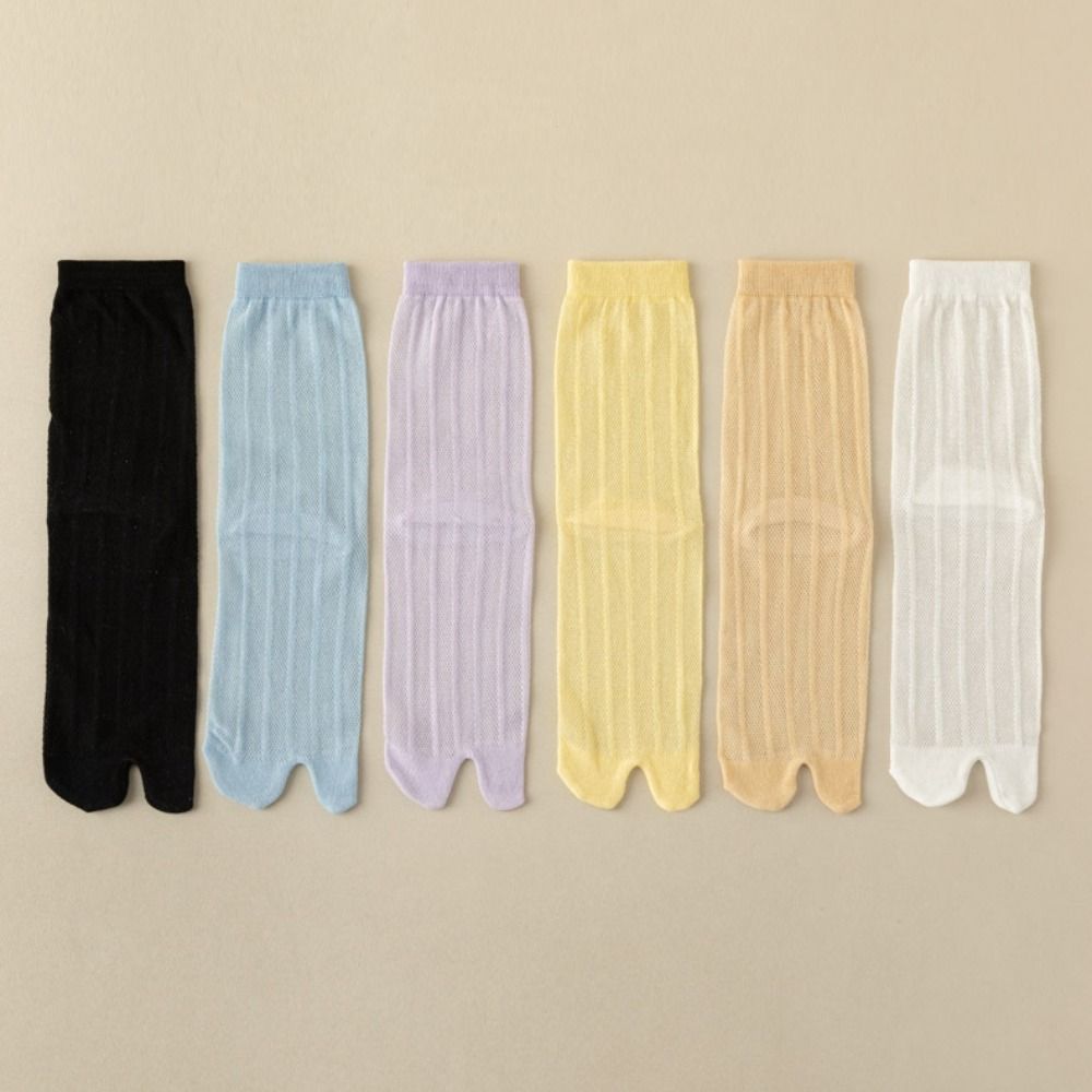 Sweet Two Toe Socks Simple Summer Thin Socks Solid Color Split Toe Tube Socks  Daily