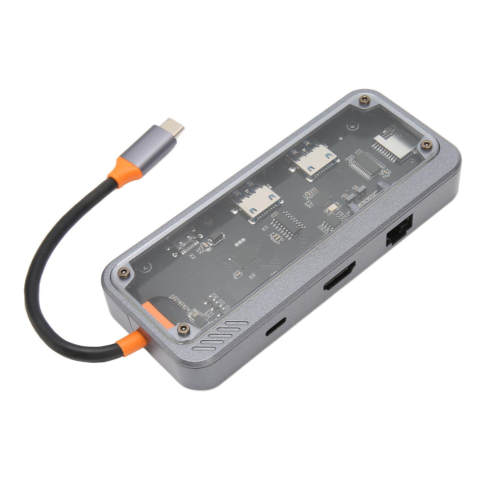 

Тип C Hub PD зарядка USB 3.0 2.0 RJ45 сетевая прозрачная оболочка многопортовая док-станция для 8-in-100M Ethernet ports