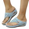 New large-size women's shoes pinch cold slippers women's metal thick-soled wedges comfortable beach sandals