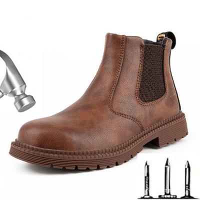 Waterproof Safety Work Shoes Men Chelsea Steel Head Leather Boots Male Footwear Indestructible Construction Security Boots H546