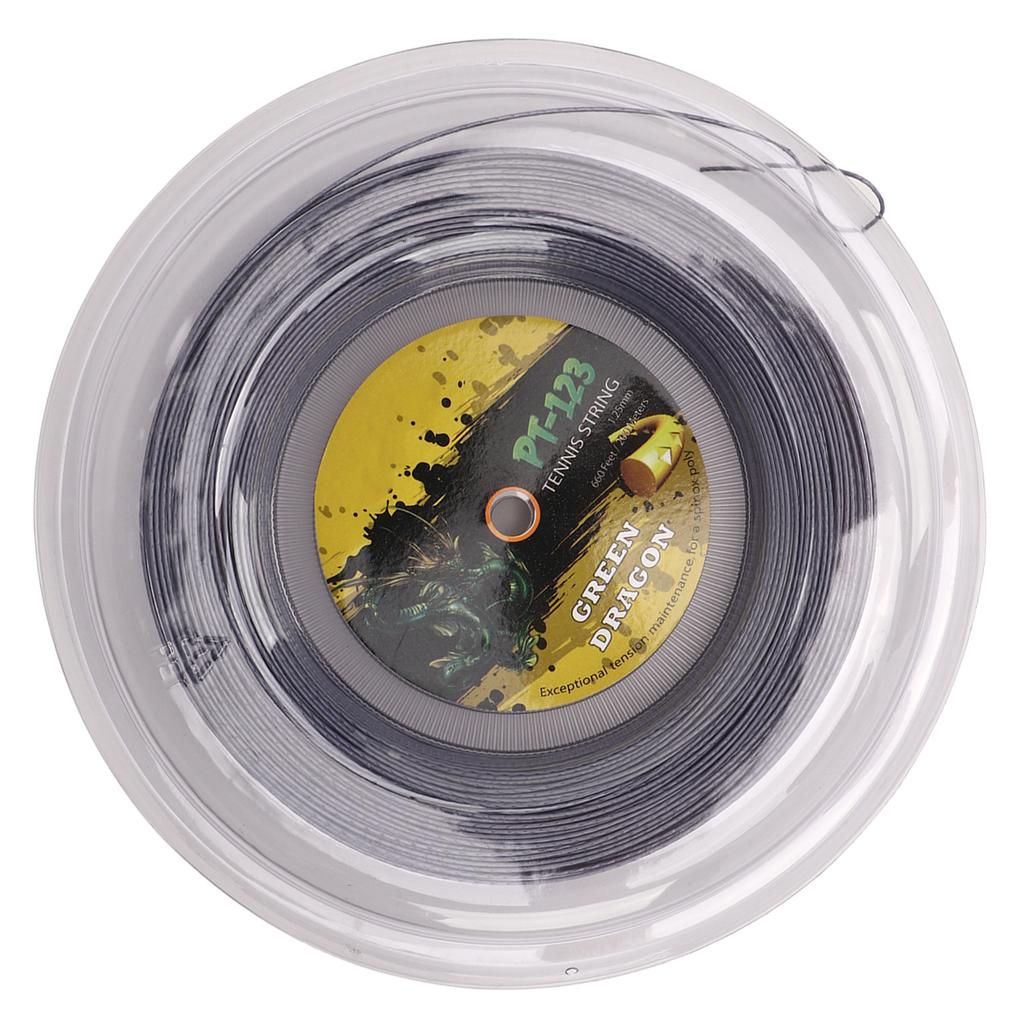 1,25 mm Tennissaite mit doppelter Rippenstruktur, schlagfest, aus Polyester, für Jugendliche, 200 m, silbergrau
