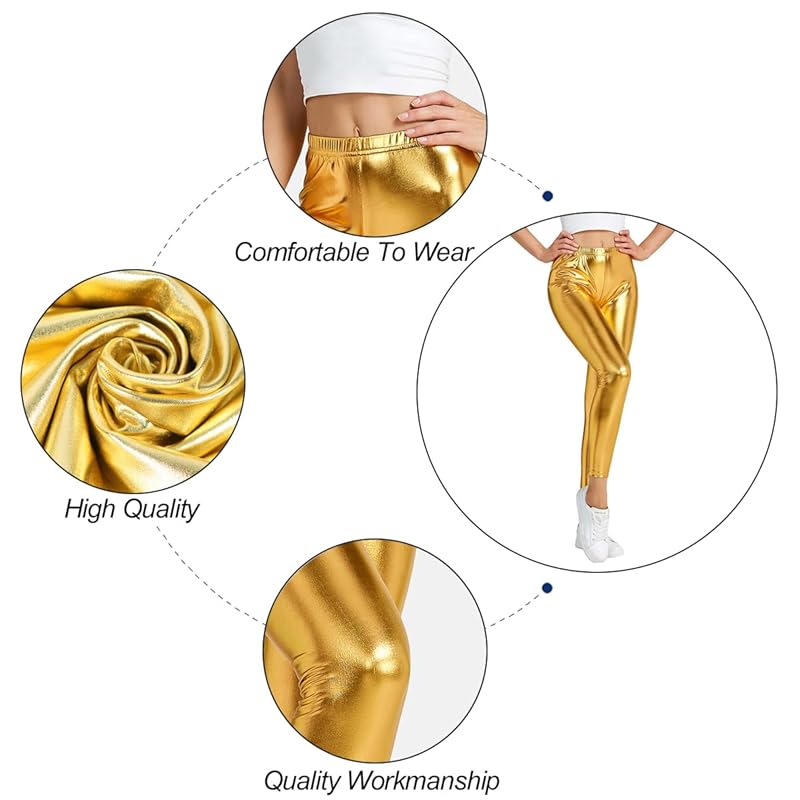 [Getrays] Women Wet Look Shiny Metallic Leggings Liquid Waist Stretch Disco Pants Leggings high waist stretch leggings Dance Yoga Pants Tights Lounge