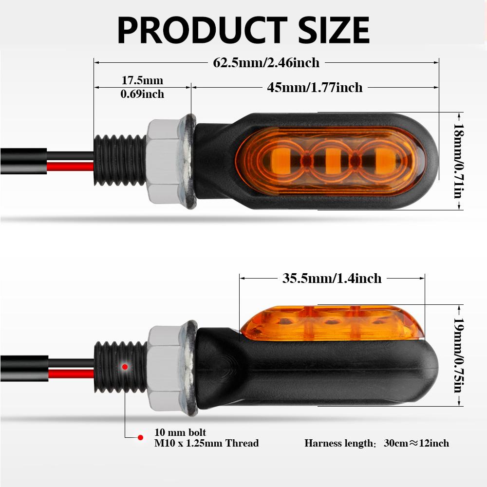 1 pair Motorcycle LED Turn Signal Lights 8mm Amber Flashing Light Blinker Turn Signal Lamp 12V Moto Indicator Lamp Accessories