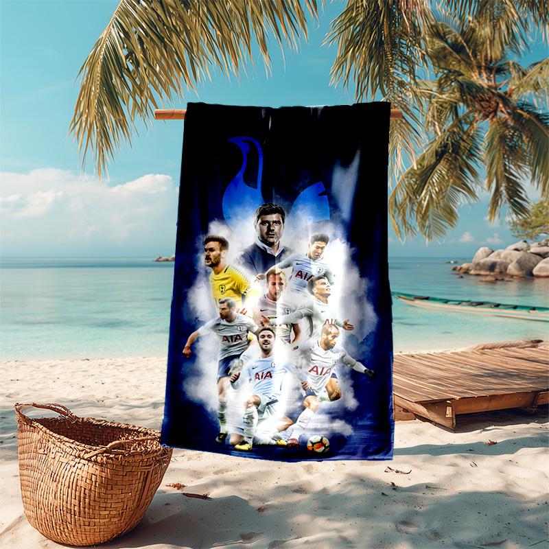 proof beach towel with Tottenham Hotspur F pattern - soft,absorbent,quick-drying,machine washable - perfect for swimming,camping,bathing
