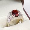 Garnet Oval Cut Gemstone With 925 Sterling Silver Ring For Men's #B111 JL375671454416