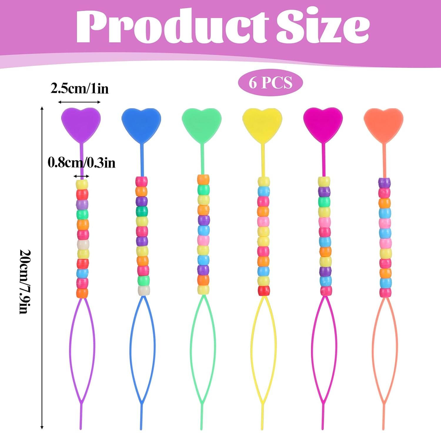 6 шт. Быстрый нанизыватель бусин для косичек, Быстрый нанизыватель бусин для волос, Пластиковый набор для создания хвоста с бусинами случайного цвета, Устройство для нанизывания бусин на косы