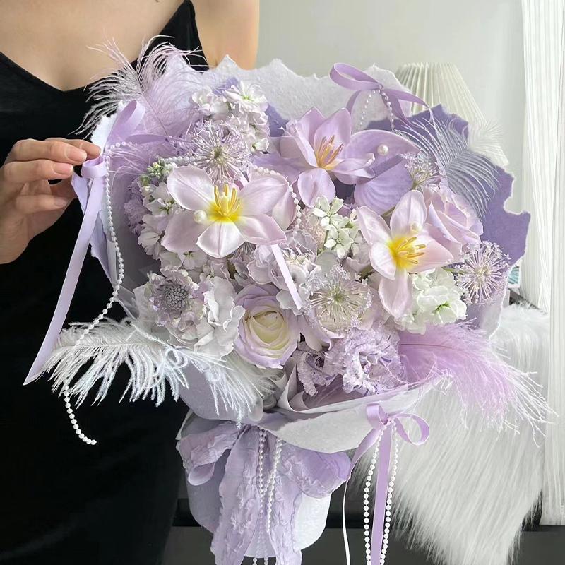 Imported Colored Ostrich Feather Bouquet for DIY Floral Arrangements