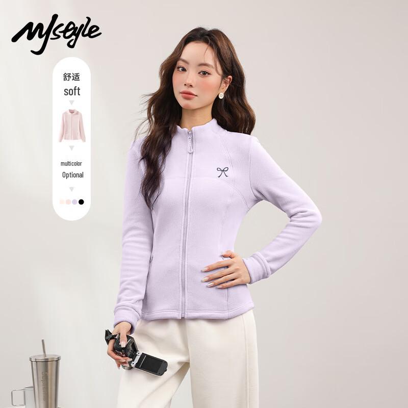 

Женская куртка-ветровка в стиле MJ со стоячим воротником и флисовой подкладкой S