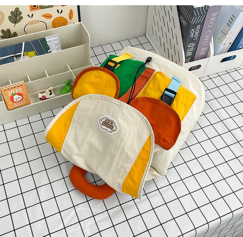 Colorblock Rucksack - Damen Doppel-Schultertasche für Studenten, Trendig und Geräumig für Schule und Hochschule