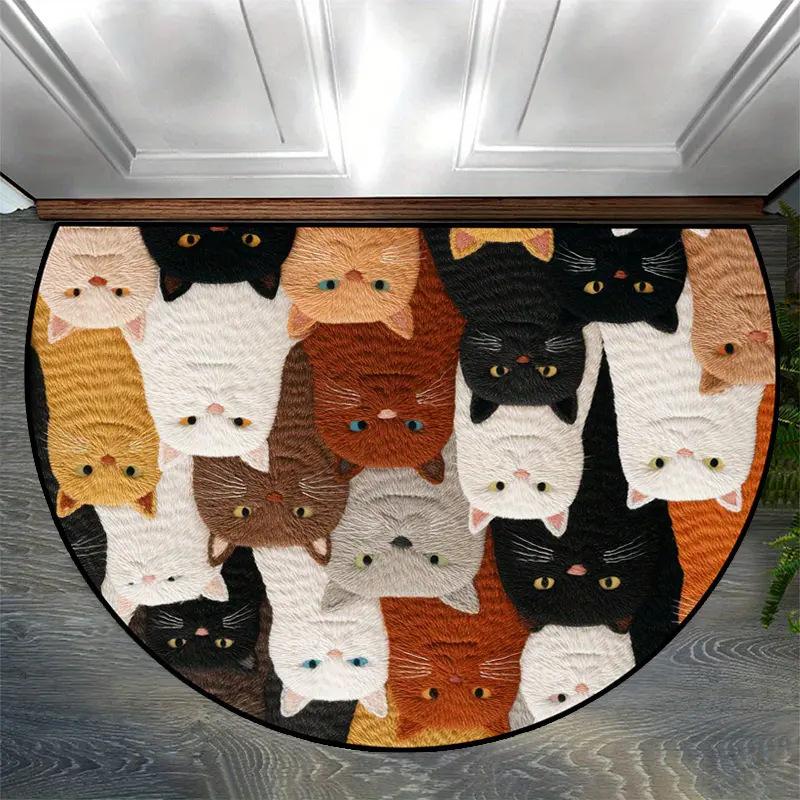 VIKAMA Cute Kitten Animal Print Doormat Pet Theme Non Slip Front Entrance Mat Indoor Family Home Floor Rug