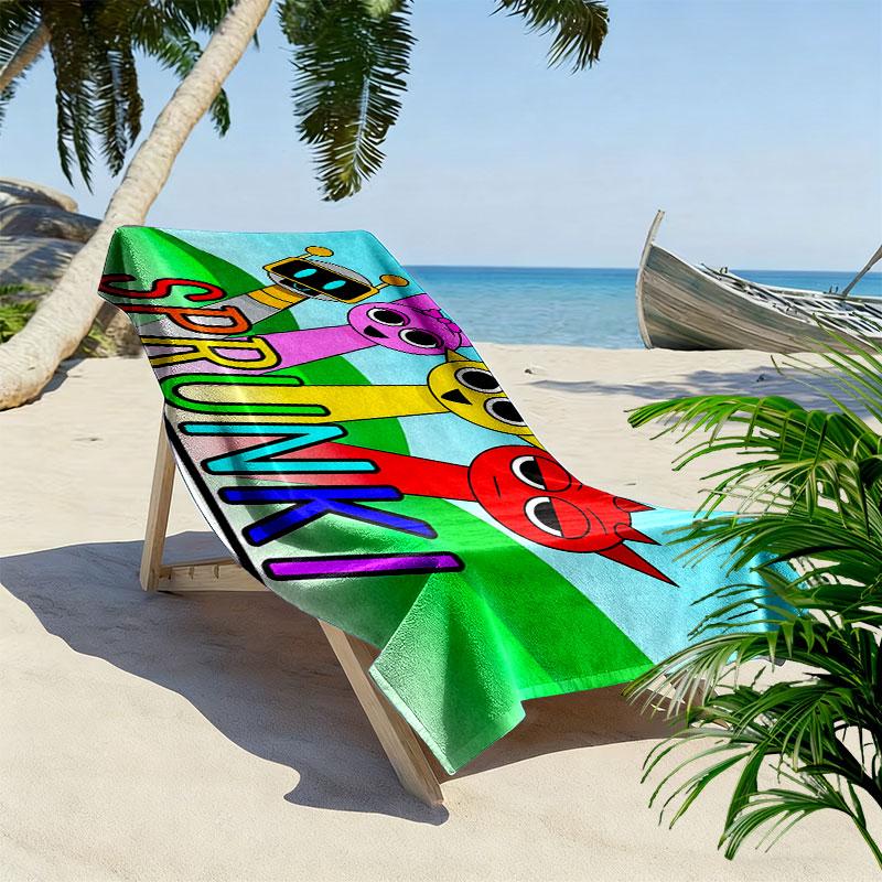 Sprunki Incredibox Print Beach Towel, Large Soft Quick Dry Towel for Beach Camping Swimming