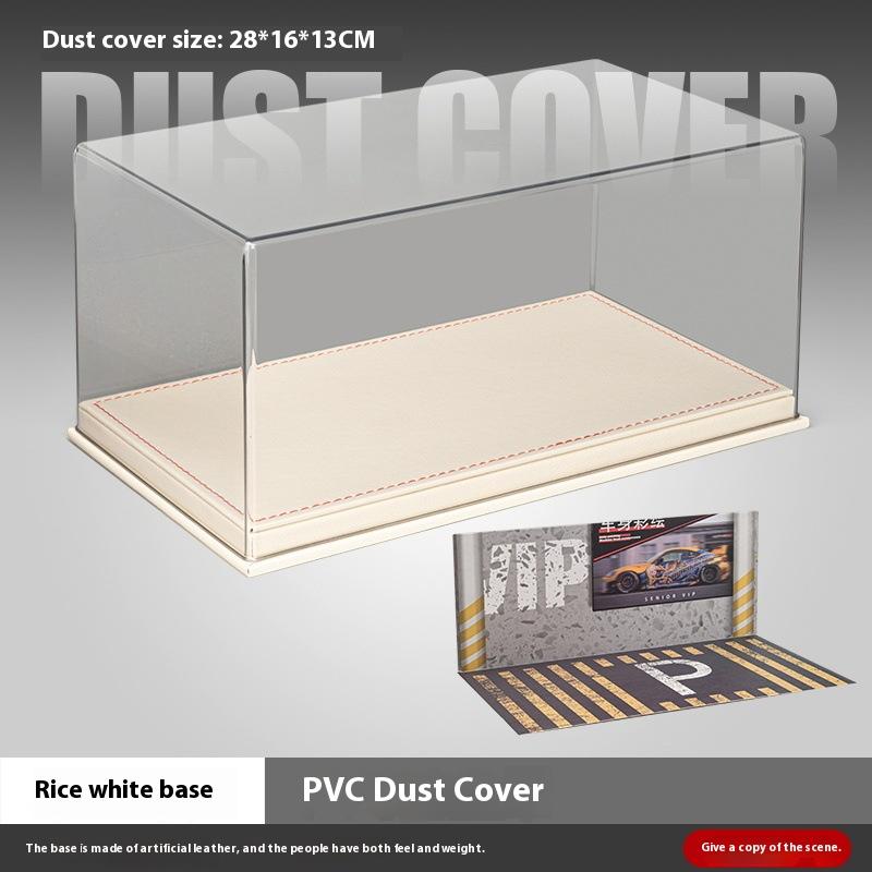1:24 Car Model Base PVC Dust Cover Highly Transparent Cabinet Leather Base With Parking Lot Scene Illustration Boyfriend Gift