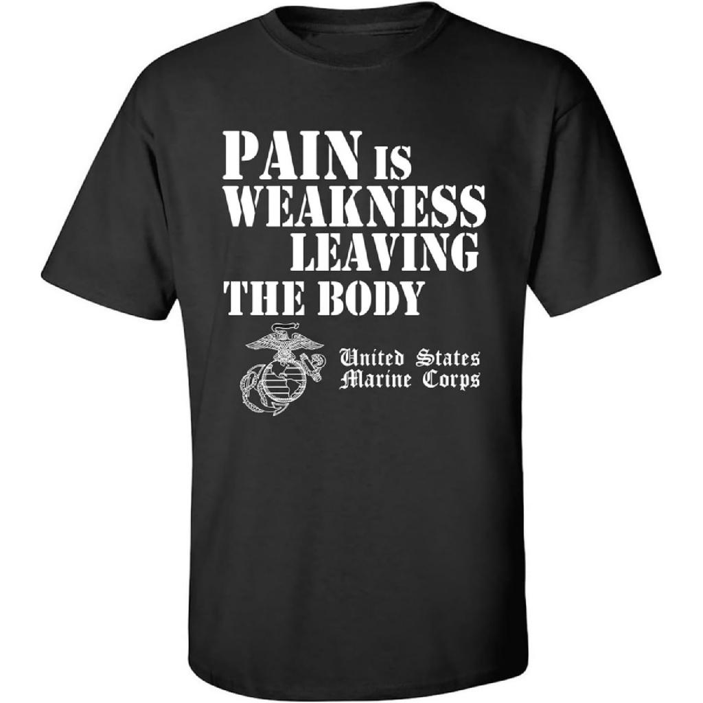 Zerogravitee USMC Il Dolore è Debolezza Che Lascia il Corpo T-shirt a Maniche Corte - Verde Militare