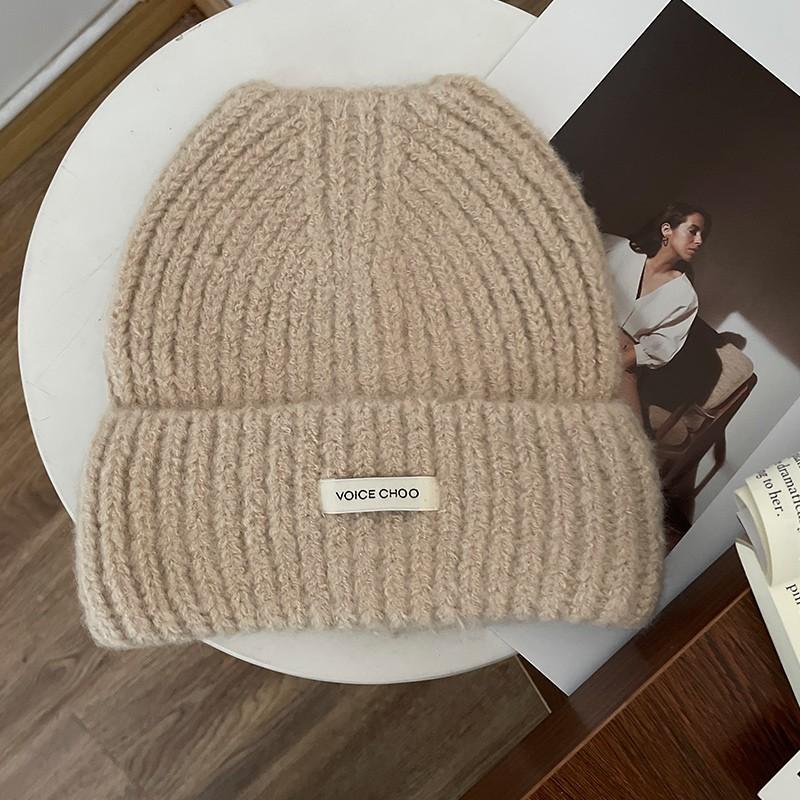 

Шапка Универсальный стиль Теплая и Минималистичная Однотонная Шапка-бини Вязаная хаки