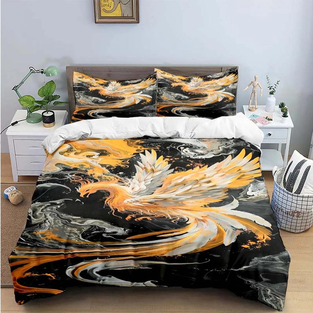 Fashion Popular Mythical Beast Phoenix Print Beding Sets Bed Suplies Set Soft Duvet Cover Bed Warm Comforter Set Beding Set High-End Premium Gift
