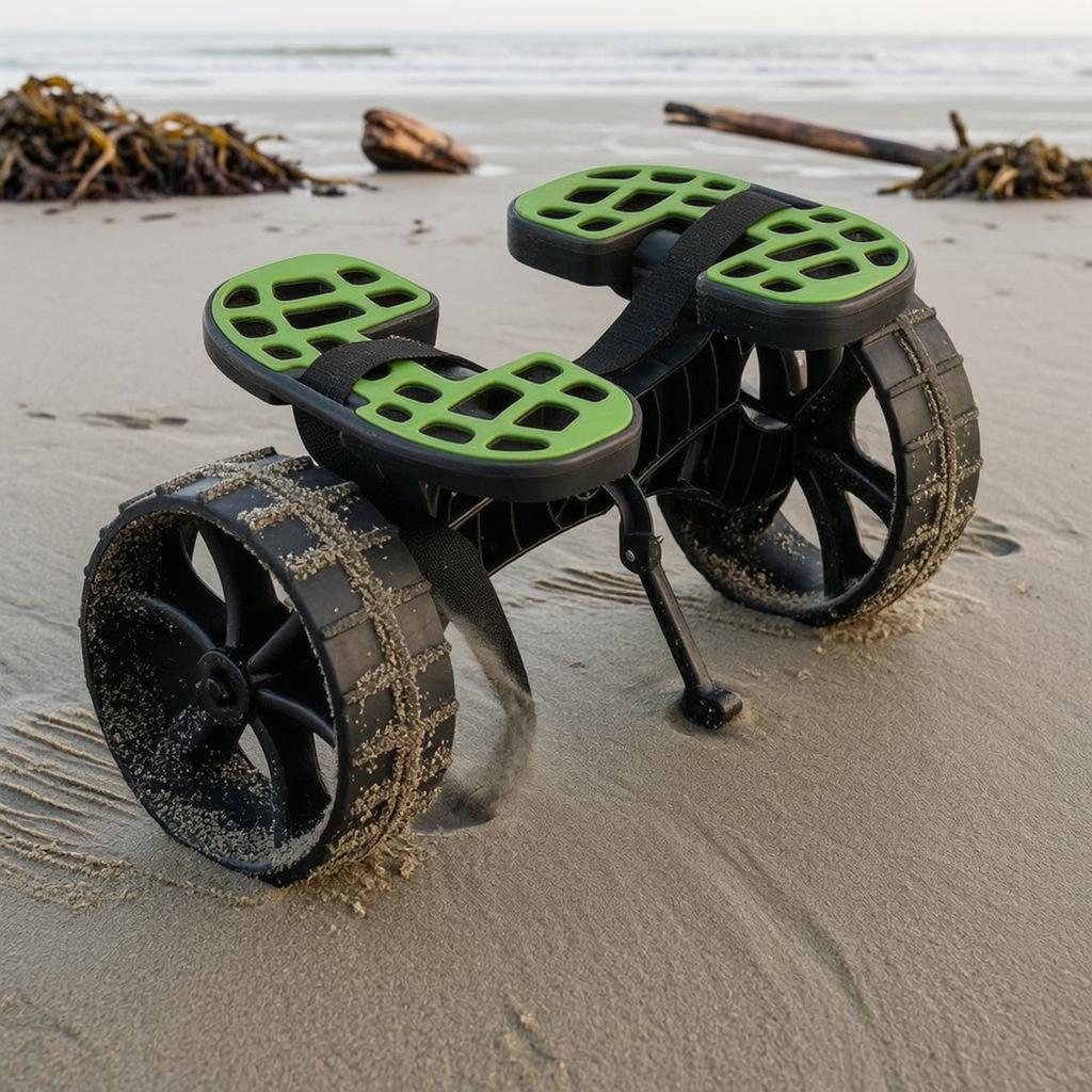 Beach Trailer Cart Foldable Load-Carrying Beach Cart Sand Wagon Mesh Storage Outdoor Carrier Umbrella Rack