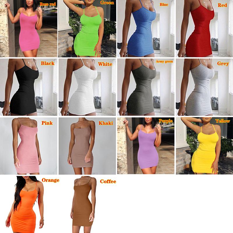 14 Farben Damen Partykleid Paket Hüftrock Schlankmachend Einfarbig Bandagenrock Nachtclubrock Träger