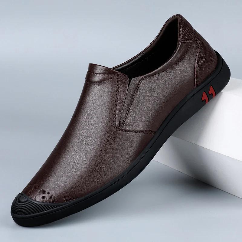FashionDesigner Cow Leather Shoes for Men Black Brown Spring Autumn Men's Dress Shoes Fashion Casual Solid Color Loafers Male