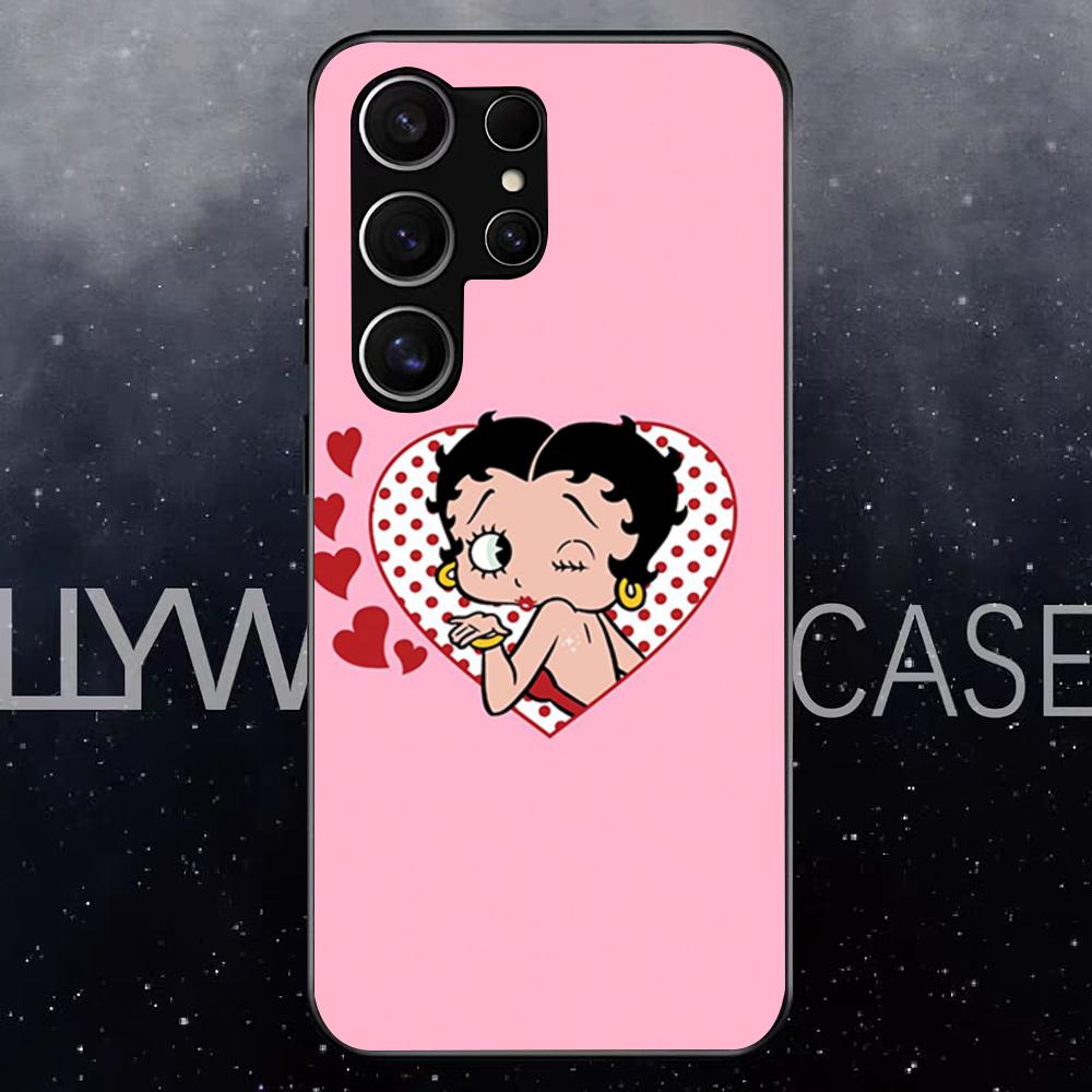 Betty Beautiful B-boop Phone Case For Samsung S25 Edge Ultra S23 S22 S21 S20 Ultra Plus S24 Fe A54 A53 A25 Glass Cover