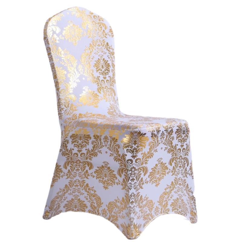 Chair Cover Gold Embossed Stretchable Chair Covers, Milk Silk Fabric Chair Back Cover for Dining Room Slipcover золотой