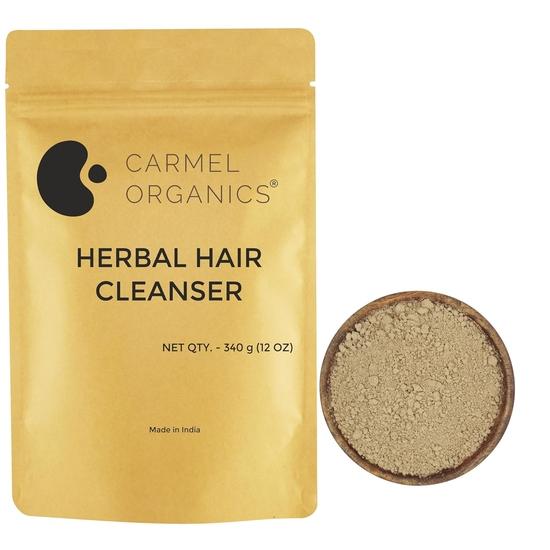CARMEL ORGANICS Herbal Hair Cleanser Powder 340 Grams, Herbal Shampoo, Blend of Soapnut,Shikakai,Amla,Fenugreek & Bhringraj Powder 340GM