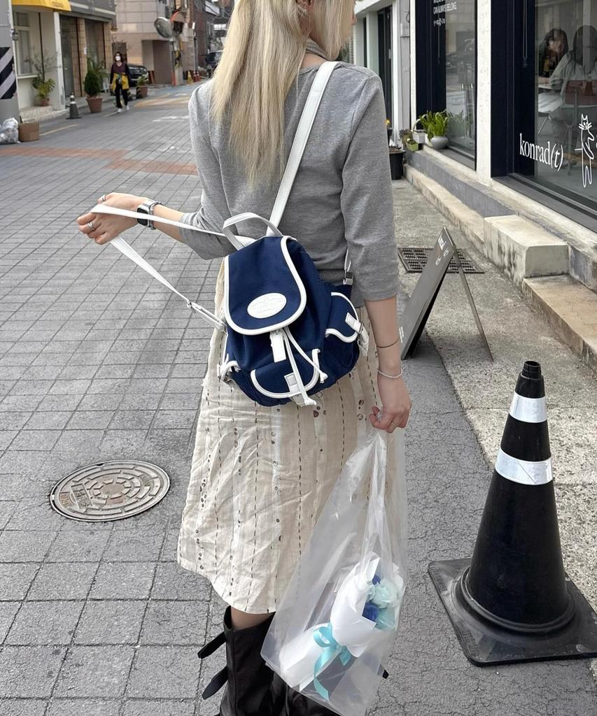 Lotsyou Nostalgia Canvas Backpack Navy