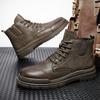 Men's Autumn and Winter High Top Work Boots Motorcycle Boots Retro British Men's Shoes Black Wheel Ankle Boots 2026 Cowboy Shoes