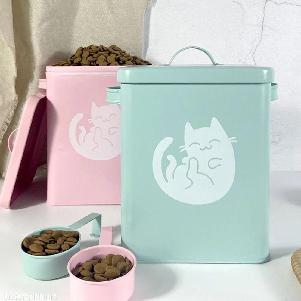 Stor kapacitet för snacksbehållare, förvaringslåda för spannmål, matförvaringslåda för katt och hund, tvättmedelstunna, hushåll med mätkopp