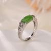 925 sterling silver retro temperament Hetian jasper hollow index finger ring feminine sense national tide ethnic style ring 2026