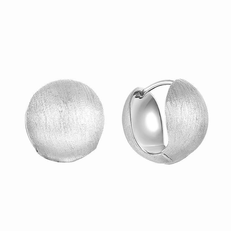 Elegant Brushed Round Ball Earrings for Women - Simple, Autumn/Winter Design.