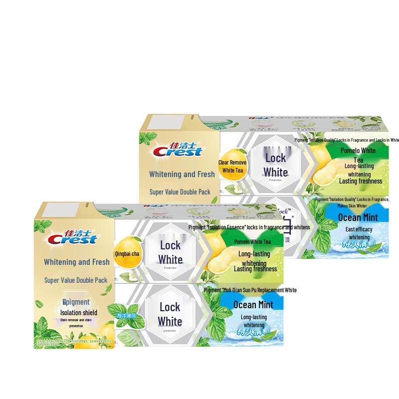 Crest Dual-Action Whitening Toothpaste, Mint & White Tea (4-Pack)