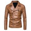 Men’s Jackets Faux Leather Lapel Long Sleeves Zipper Slim Fit Retro Motorcycle Jacket Autumn Winter PU Bomber Tops Holiday Casual Outer Wear