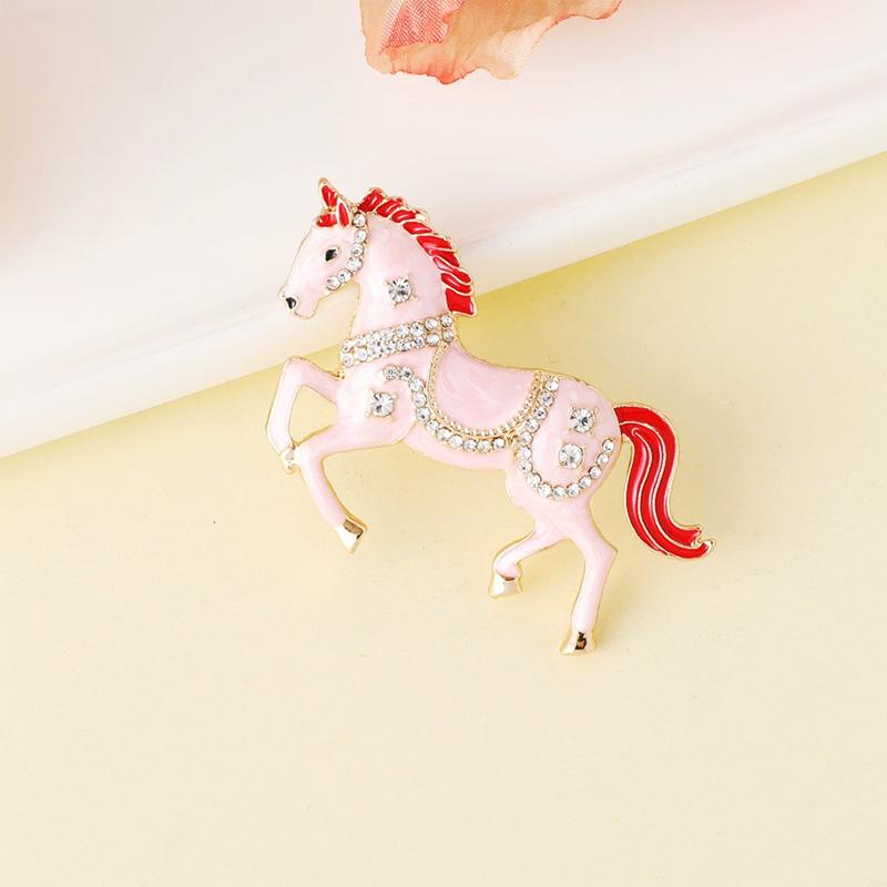1Pc Horse Brooch Cartoon Alloy Cute Rhinestone Gift Pin Enamel