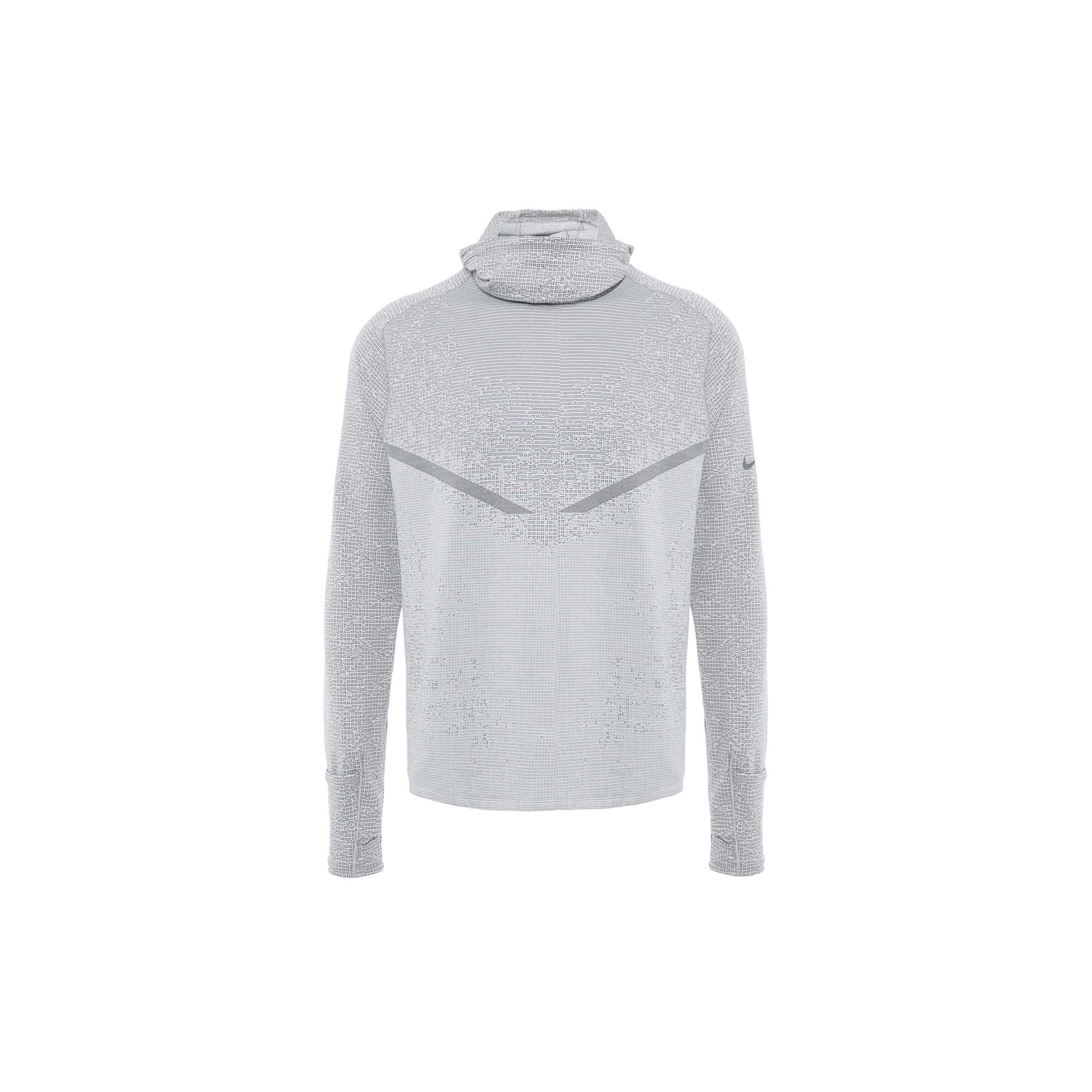 Men s Nike Therma-fit Adv Division Logo Printing Solid Color Hooded Long Sleeves Smoke Grey T-Shirt DD6111-010 XL