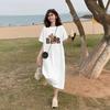 Women's Short-sleeved Dress Summer Loose Slit  T-shirt Dress French Loose Dress
