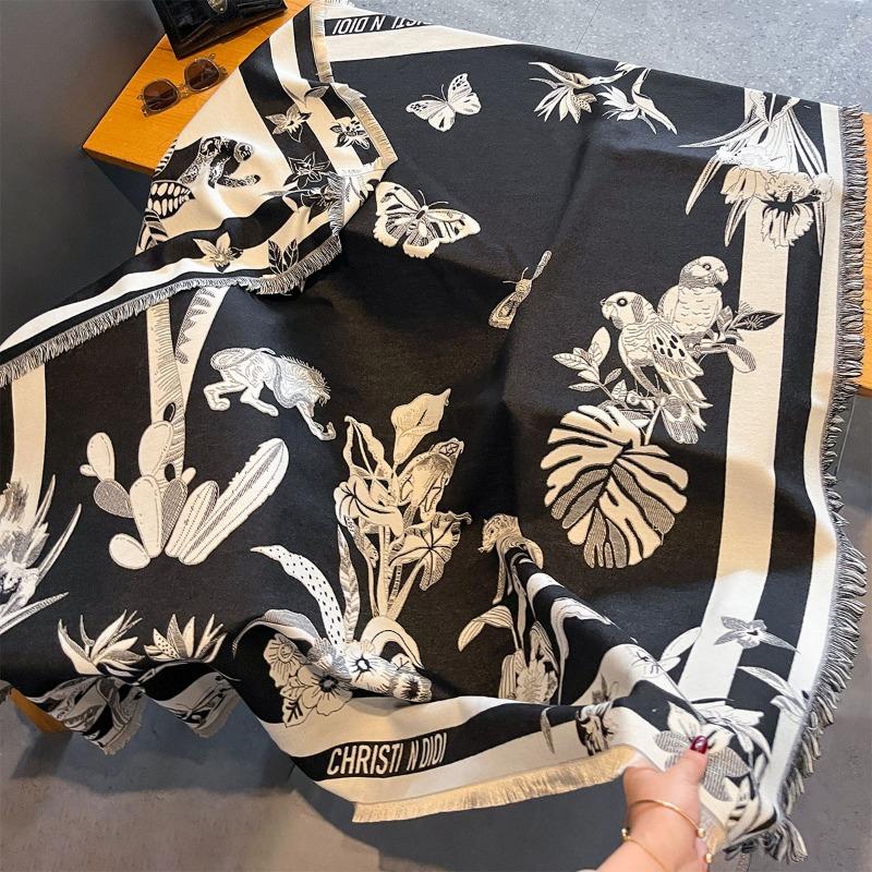 

2024 Новый шарф женский с принтом бабочки модный стареющий новый осенне-зимний большой квадратный шарф, утолщенный, чтобы сохранять тепло студенческая шаль плащ 132x134cm