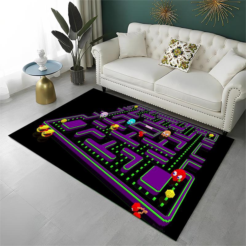Retro P-Pacman Game Non-Slip Area Rug for Living Room,Bedroom,Playroom,Soft Carpet Floor Mat Home Decor Rug Kids Room Gift
