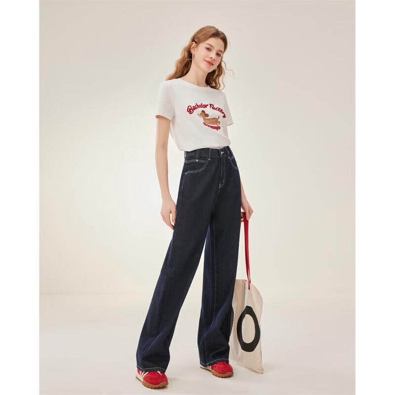 IEF 2025 Spring High-Waist Wide-Leg Denim Jeans